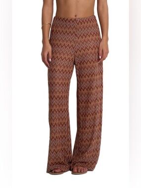 NWT Chevron Wide-Leg Knit Pants in Rust